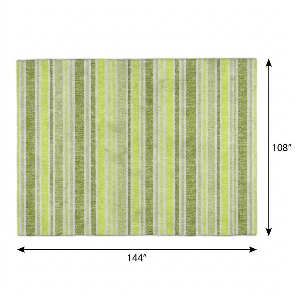 9' X 12' Fern Green And Green Striped Shag Washable Area Rug With UV Protection - HomeRoots - Flyclothing LLC