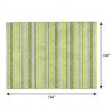 9' X 12' Fern Green And Green Striped Shag Washable Area Rug With UV Protection - HomeRoots - Flyclothing LLC