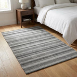 3' X 5' Gray And Silver Striped Shag Washable Area Rug With UV Protection - HomeRoots - Flyclothing LLC