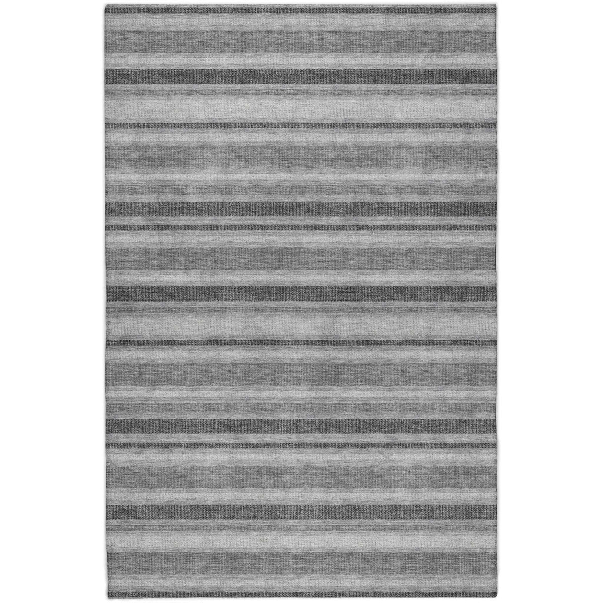 3' X 5' Gray And Silver Striped Shag Washable Area Rug With UV Protection - HomeRoots - Flyclothing LLC
