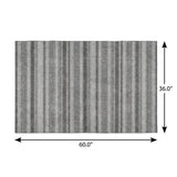 3' X 5' Gray And Silver Striped Shag Washable Area Rug With UV Protection - HomeRoots - Flyclothing LLC