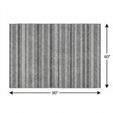 5' X 8' Gray And Silver Striped Shag Washable Area Rug With UV Protection - HomeRoots - Flyclothing LLC