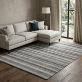 8' X 10' Gray And Silver Striped Shag Washable Area Rug With UV Protection - HomeRoots - Flyclothing LLC
