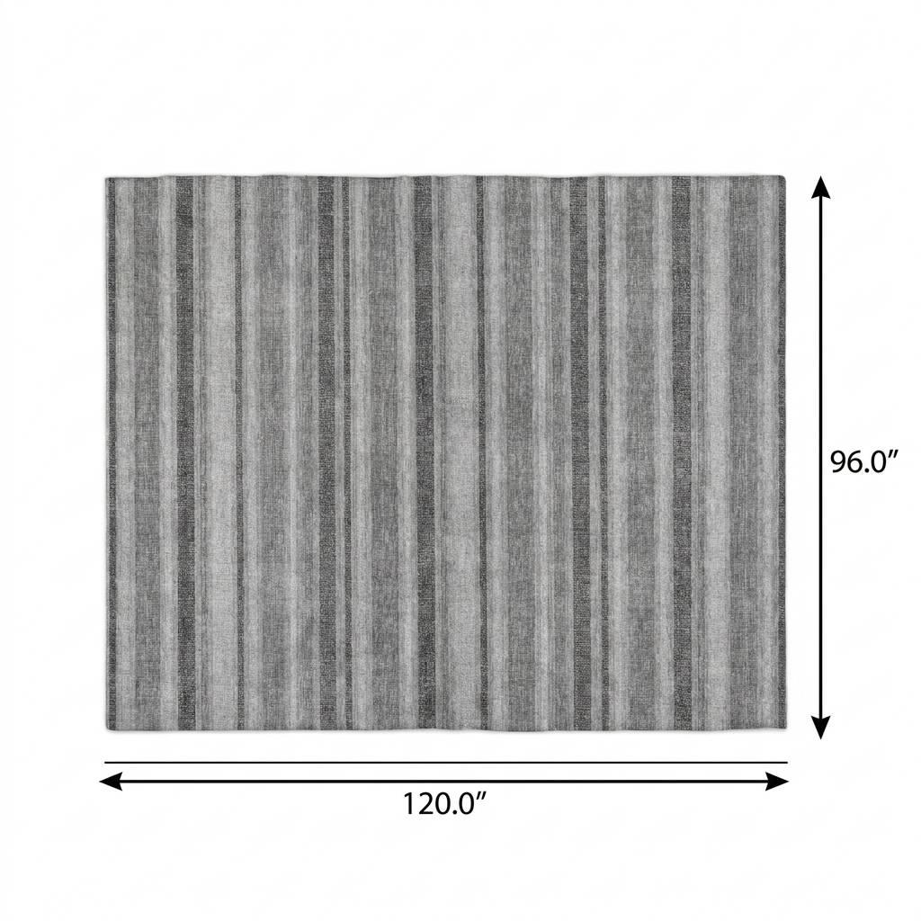 8' X 10' Gray And Silver Striped Shag Washable Area Rug With UV Protection - HomeRoots - Flyclothing LLC