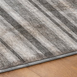 9' X 12' Gray And Silver Striped Shag Washable Area Rug With UV Protection - HomeRoots - Flyclothing LLC