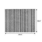9' X 12' Gray And Silver Striped Shag Washable Area Rug With UV Protection - HomeRoots - Flyclothing LLC