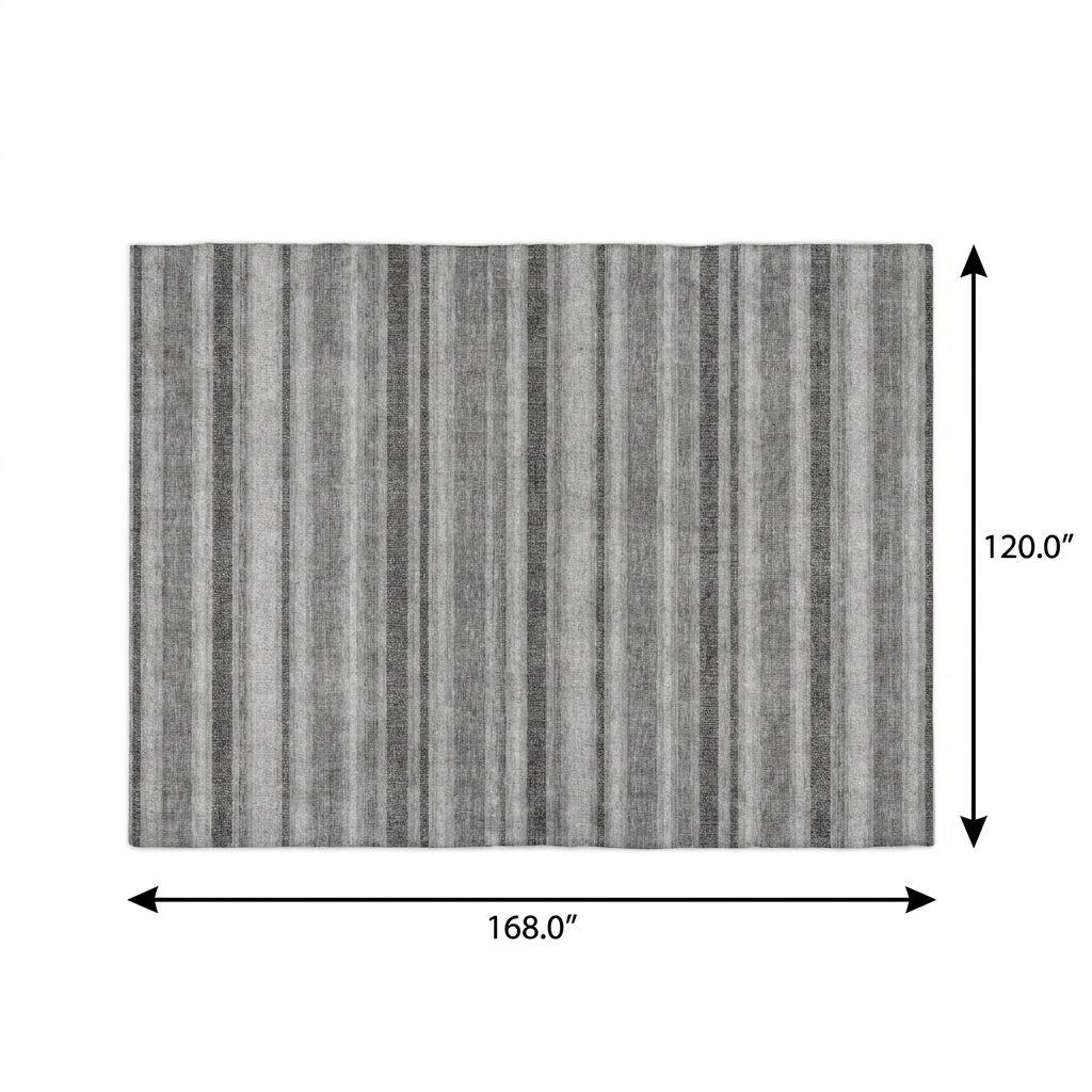 10' X 14' Gray And Silver Striped Shag Washable Area Rug With UV Protection - HomeRoots - Flyclothing LLC