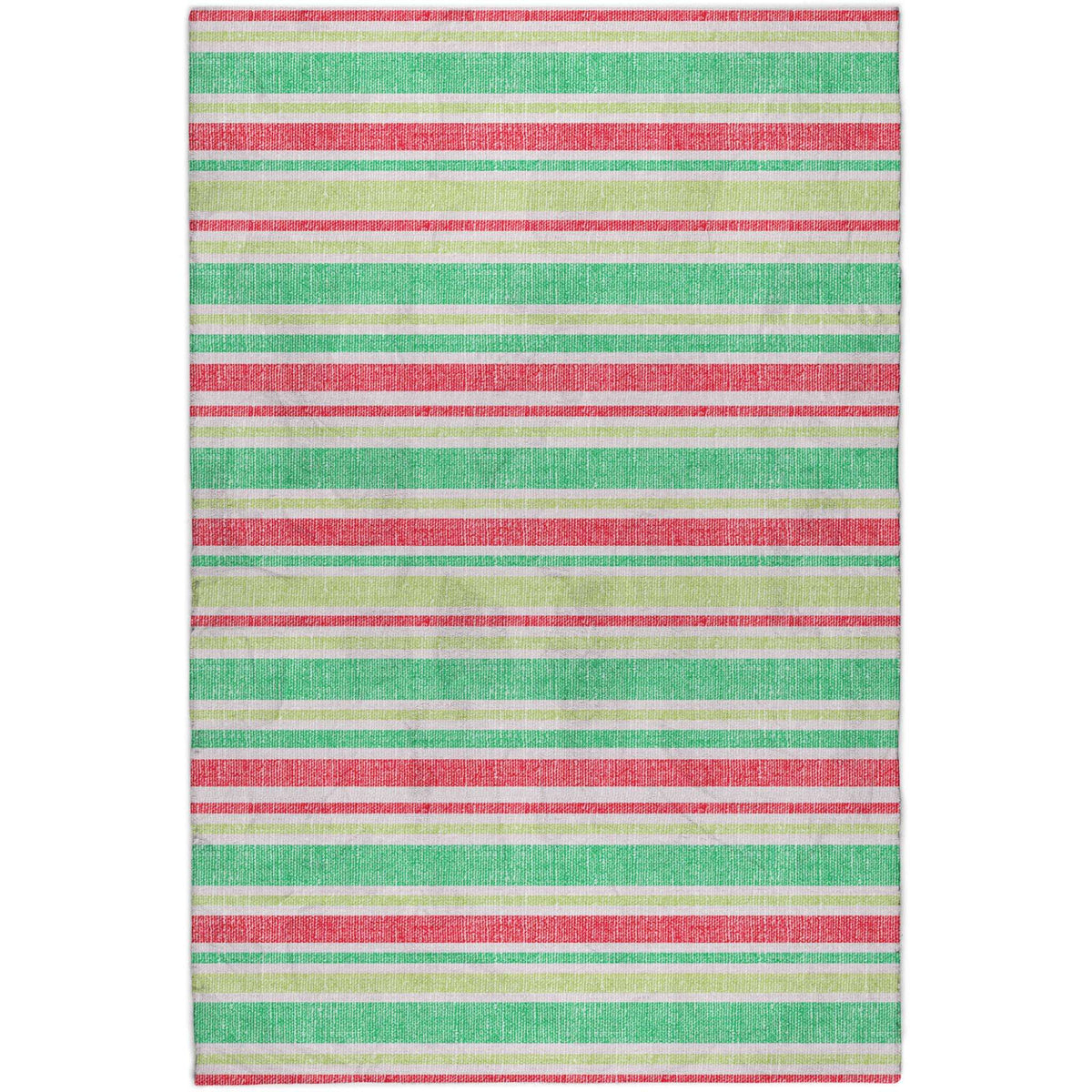 3' X 5' Green And Fern Green Striped Shag Washable Area Rug With UV Protection
