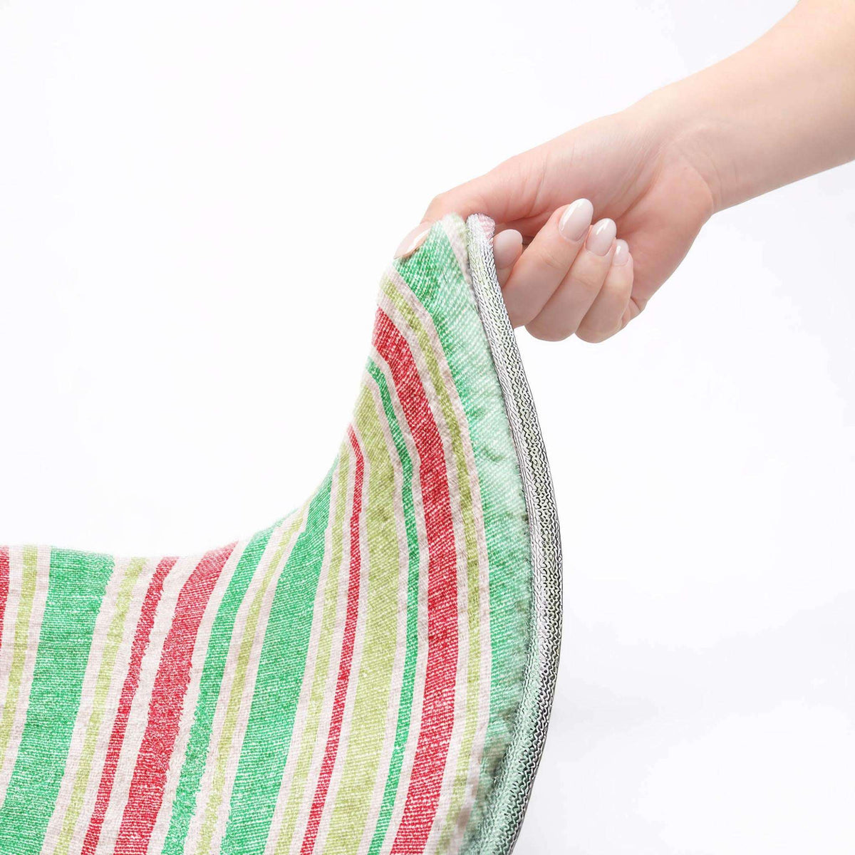 3' X 5' Green And Fern Green Striped Shag Washable Area Rug With UV Protection