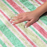 3' X 5' Green And Fern Green Striped Shag Washable Area Rug With UV Protection