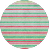 8' Green And Fern Green Striped Shag Washable Round Rug With UV Protection - HomeRoots - Flyclothing LLC