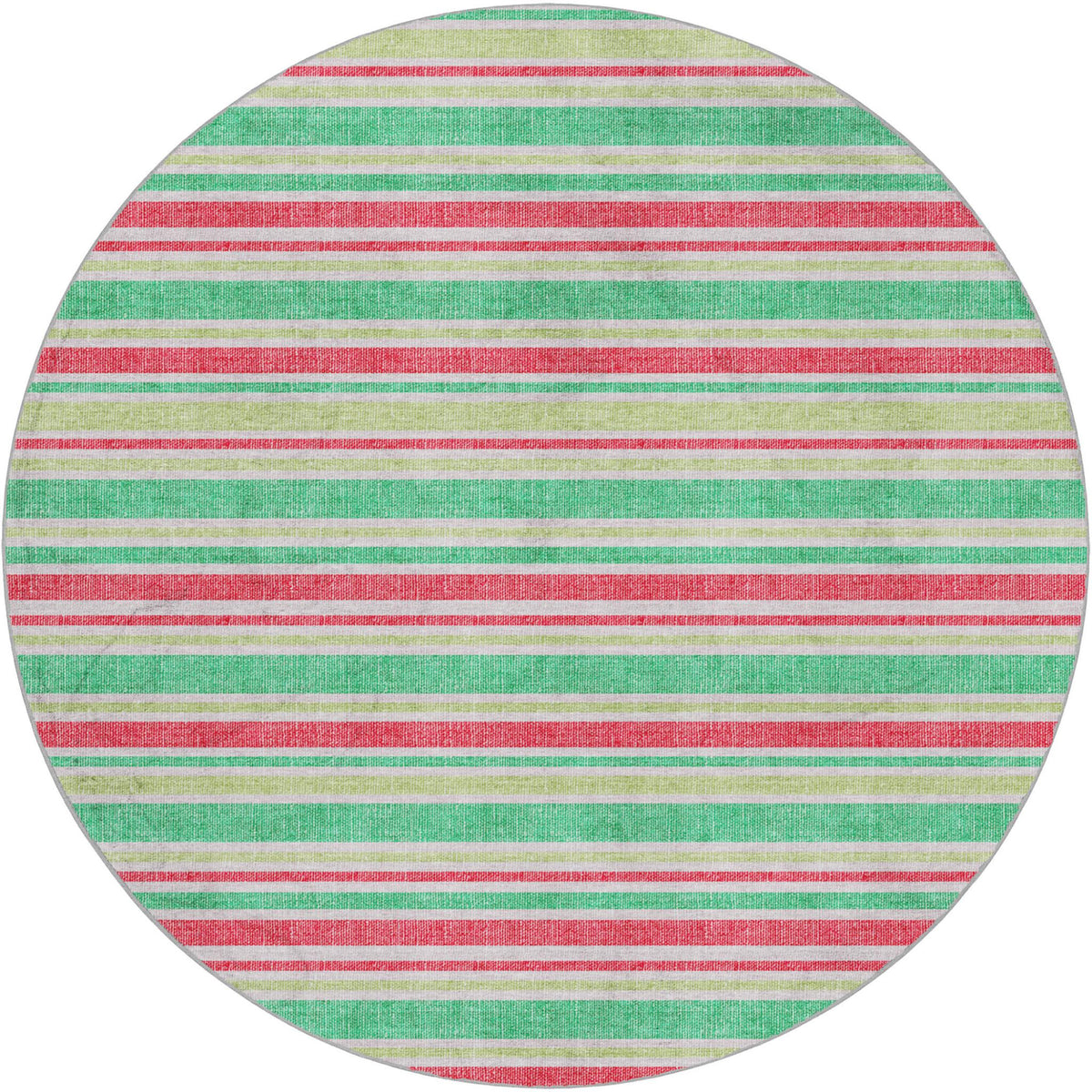 8' Green And Fern Green Striped Shag Washable Round Rug With UV Protection - HomeRoots - Flyclothing LLC