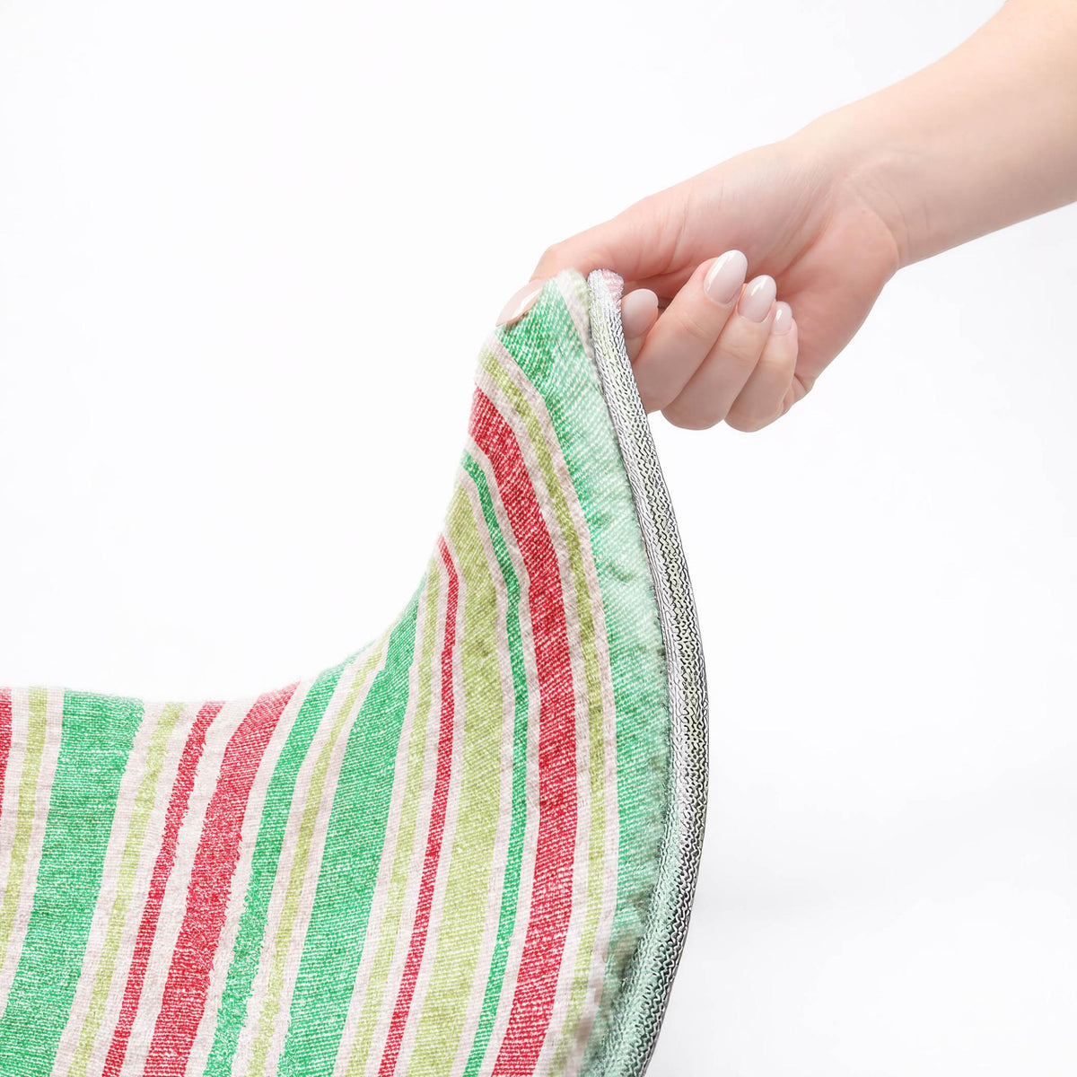 8' Green And Fern Green Striped Shag Washable Round Rug With UV Protection - HomeRoots - Flyclothing LLC