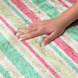 8' Green And Fern Green Striped Shag Washable Round Rug With UV Protection - HomeRoots - Flyclothing LLC