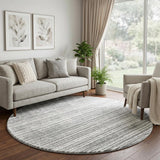 8' Green And Fern Green Striped Shag Washable Round Rug With UV Protection - HomeRoots - Flyclothing LLC