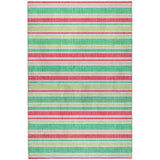 9' X 12' Green And Fern Green Striped Shag Washable Area Rug With UV Protection - HomeRoots - Flyclothing LLC