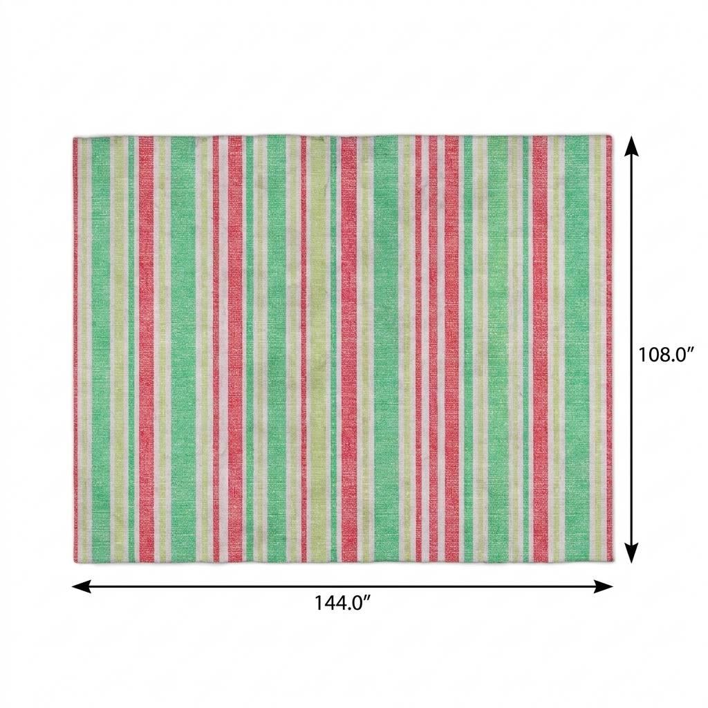 9' X 12' Green And Fern Green Striped Shag Washable Area Rug With UV Protection - HomeRoots - Flyclothing LLC