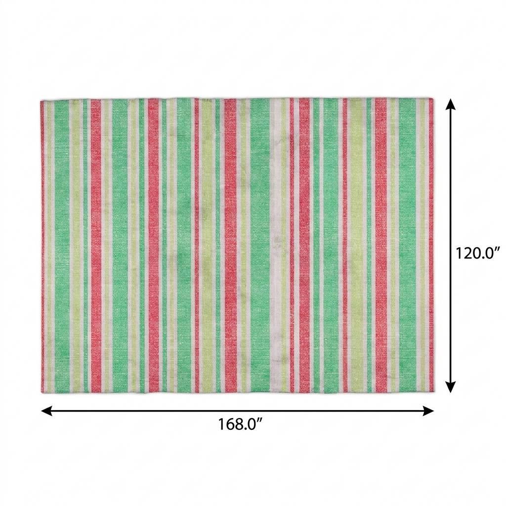 10' X 14' Green And Fern Green Striped Shag Washable Area Rug With UV Protection - HomeRoots - Flyclothing LLC