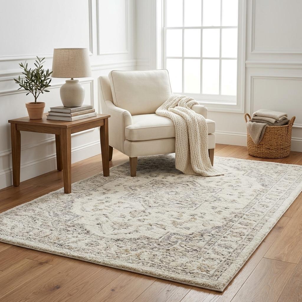 5' X 8' Ivory And Gray Striped Shag Washable Area Rug With UV Protection - HomeRoots - Flyclothing LLC