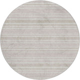 8' Ivory And Gray Striped Shag Washable Round Rug With UV Protection - HomeRoots - Flyclothing LLC