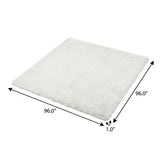 8' Ivory And Gray Striped Shag Washable Round Rug With UV Protection - HomeRoots - Flyclothing LLC