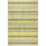 9' X 12' Khaki And Gold Striped Shag Washable Area Rug With UV Protection - HomeRoots - Flyclothing LLC