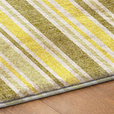 9' X 12' Khaki And Gold Striped Shag Washable Area Rug With UV Protection - HomeRoots - Flyclothing LLC