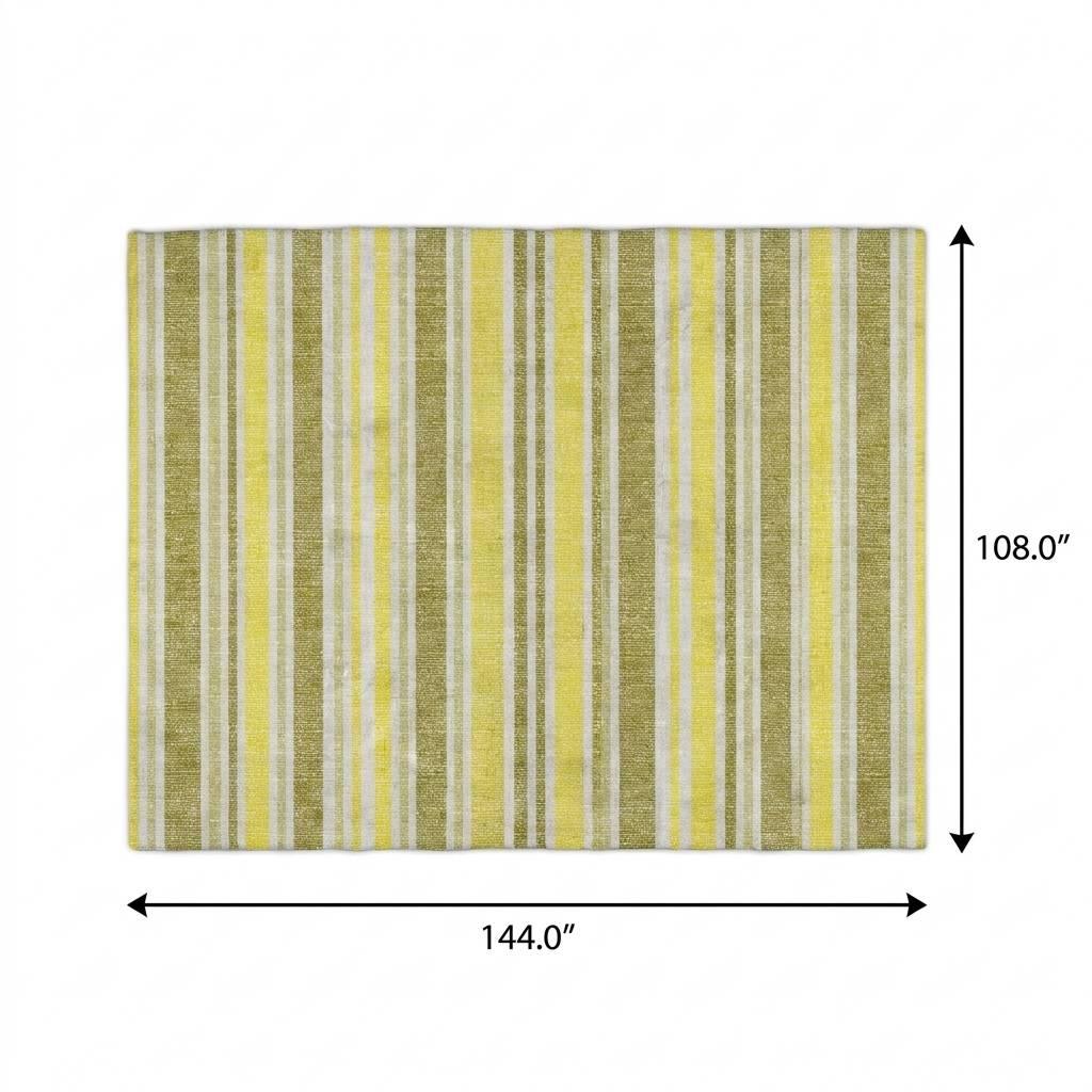 9' X 12' Khaki And Gold Striped Shag Washable Area Rug With UV Protection - HomeRoots - Flyclothing LLC