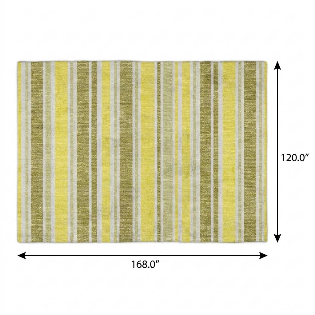 10' X 14' Khaki And Gold Striped Shag Washable Area Rug With UV Protection - HomeRoots - Flyclothing LLC
