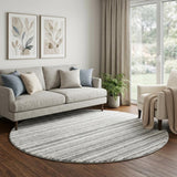 8' Lime Green And Purple Striped Shag Washable Round Rug With UV Protection - HomeRoots - Flyclothing LLC