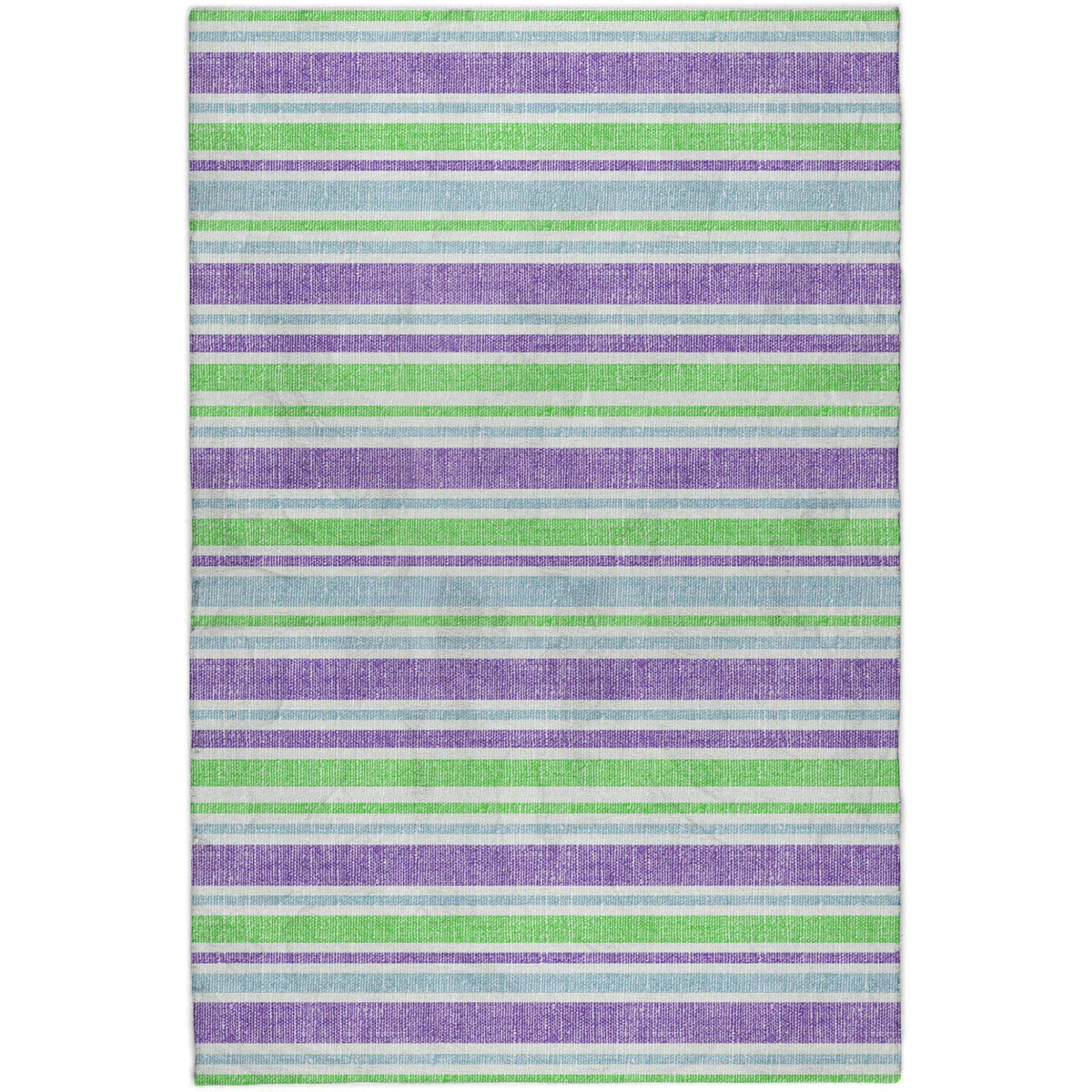 8' X 10' Lime Green And Purple Striped Shag Washable Area Rug With UV Protection - HomeRoots - Flyclothing LLC