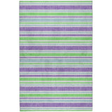 8' X 10' Lime Green And Purple Striped Shag Washable Area Rug With UV Protection - HomeRoots - Flyclothing LLC