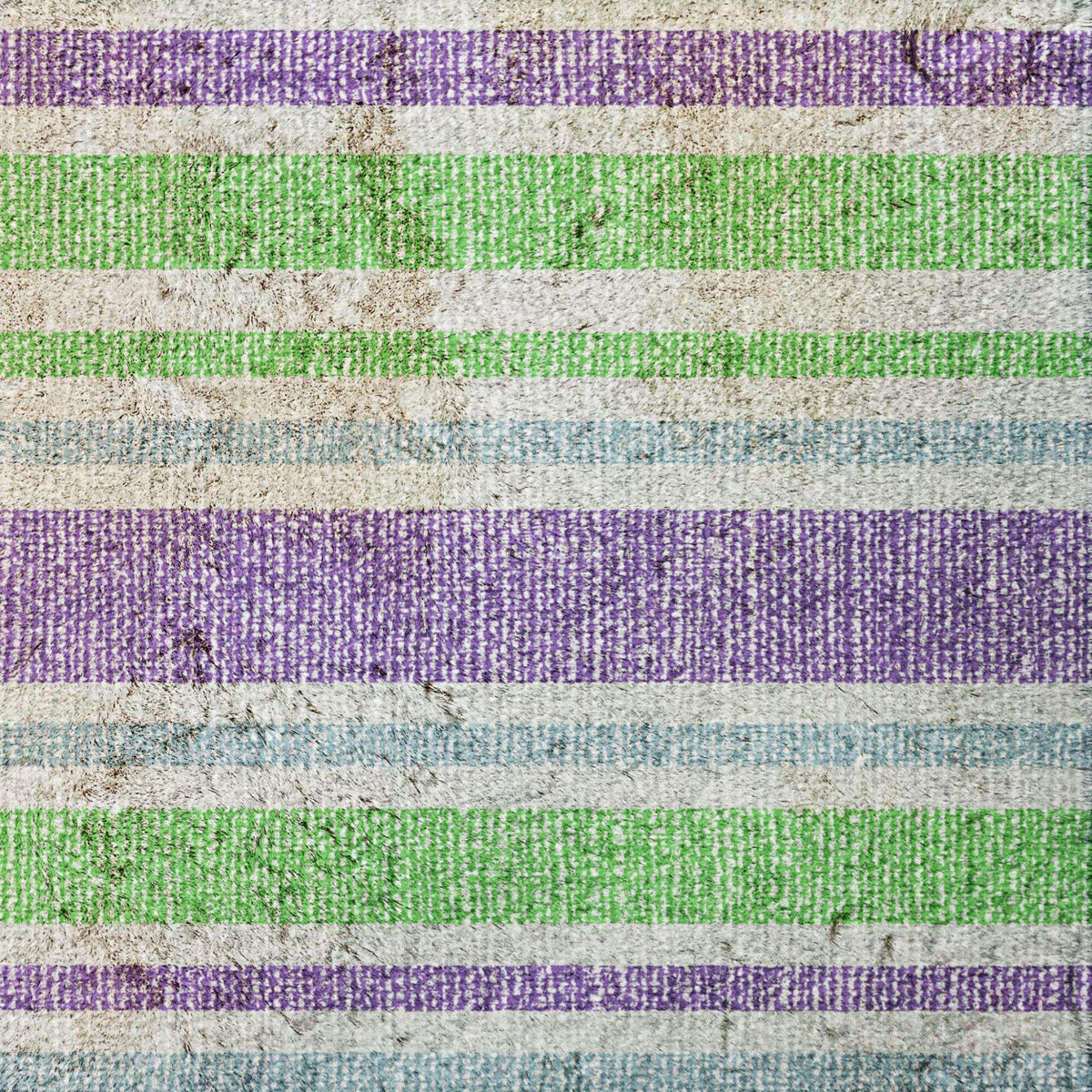 9' X 12' Lime Green And Purple Striped Shag Washable Area Rug With UV Protection - HomeRoots - Flyclothing LLC