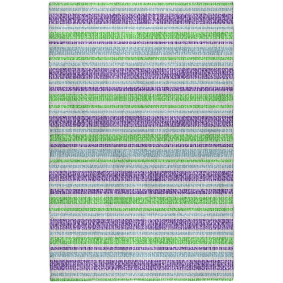 10' X 14' Lime Green And Purple Striped Shag Washable Area Rug With UV Protection - HomeRoots - Flyclothing LLC