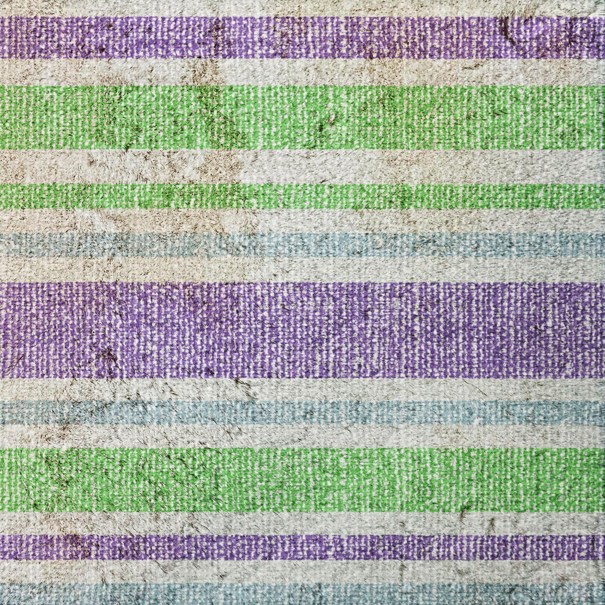 10' X 14' Lime Green And Purple Striped Shag Washable Area Rug With UV Protection - HomeRoots - Flyclothing LLC