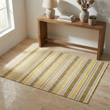 3' X 5' Brown And Gold Striped Shag Washable Area Rug With UV Protection - HomeRoots - Flyclothing LLC