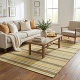 5' X 8' Brown And Gold Striped Shag Washable Area Rug With UV Protection - HomeRoots - Flyclothing LLC