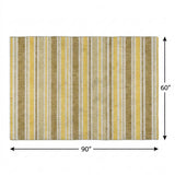 5' X 8' Brown And Gold Striped Shag Washable Area Rug With UV Protection - HomeRoots - Flyclothing LLC