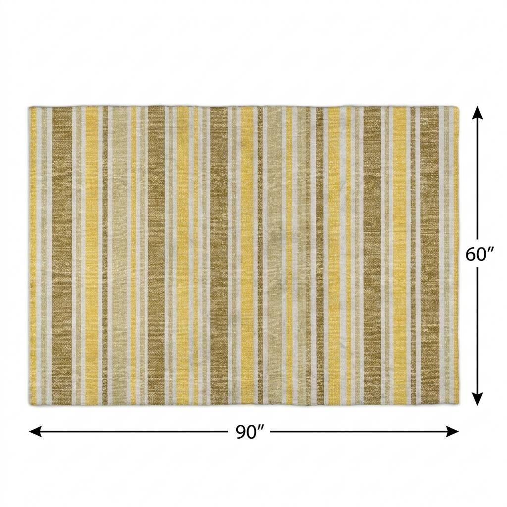 5' X 8' Brown And Gold Striped Shag Washable Area Rug With UV Protection - HomeRoots - Flyclothing LLC