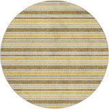 8' Brown And Gold Striped Shag Washable Round Rug With UV Protection - HomeRoots - Flyclothing LLC
