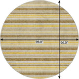 8' Brown And Gold Striped Shag Washable Round Rug With UV Protection - HomeRoots - Flyclothing LLC