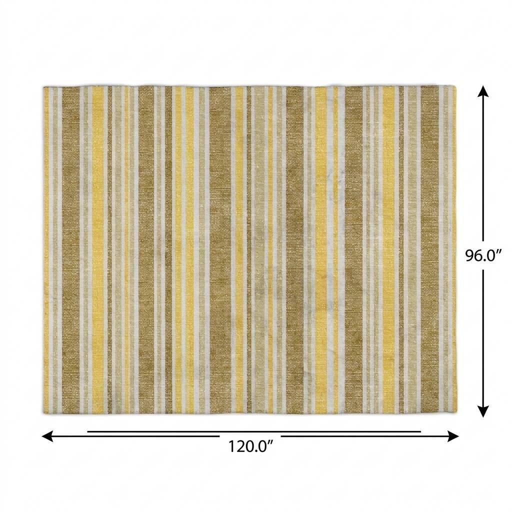 8' X 10' Brown And Gold Striped Shag Washable Area Rug With UV Protection - HomeRoots - Flyclothing LLC