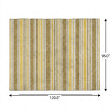 8' X 10' Brown And Gold Striped Shag Washable Area Rug With UV Protection - HomeRoots - Flyclothing LLC