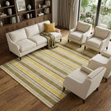 9' X 12' Brown And Gold Striped Shag Washable Area Rug With UV Protection - HomeRoots - Flyclothing LLC