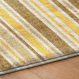 9' X 12' Brown And Gold Striped Shag Washable Area Rug With UV Protection - HomeRoots - Flyclothing LLC