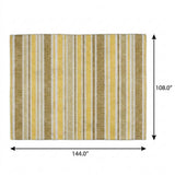 9' X 12' Brown And Gold Striped Shag Washable Area Rug With UV Protection - HomeRoots - Flyclothing LLC