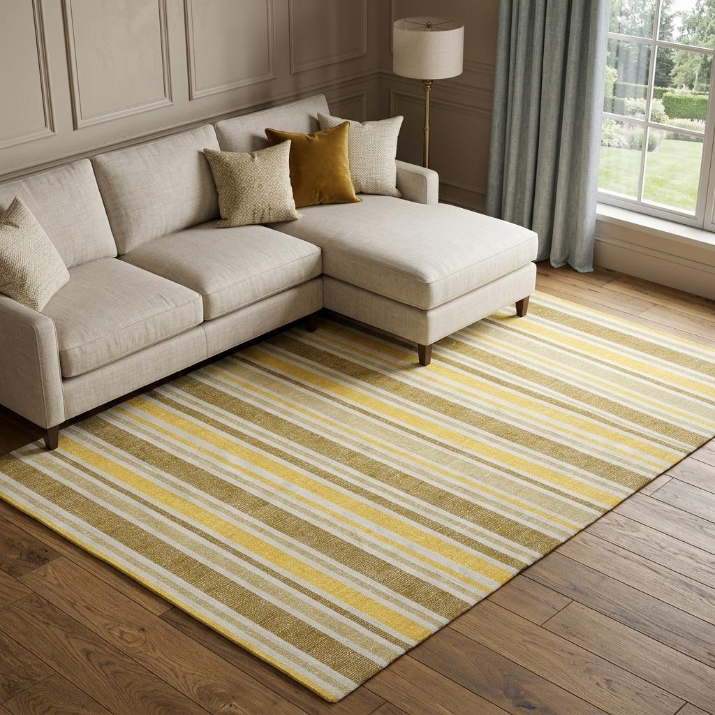 10' X 14' Brown And Gold Striped Shag Washable Area Rug With UV Protection - HomeRoots - Flyclothing LLC