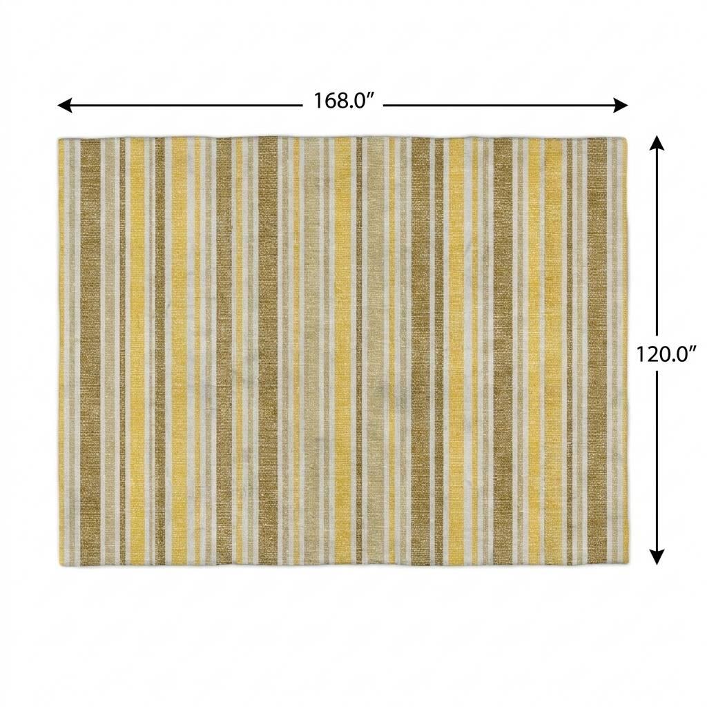 10' X 14' Brown And Gold Striped Shag Washable Area Rug With UV Protection - HomeRoots - Flyclothing LLC