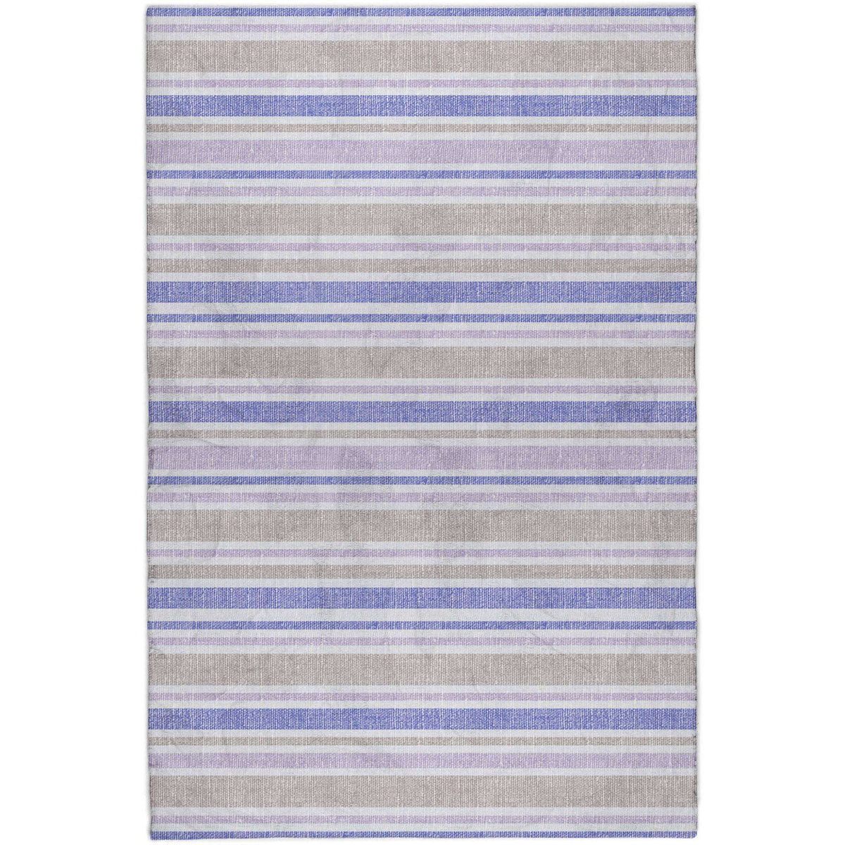 3' X 5' Navy Blue And Taupe Striped Shag Washable Area Rug With UV Protection - HomeRoots - Flyclothing LLC