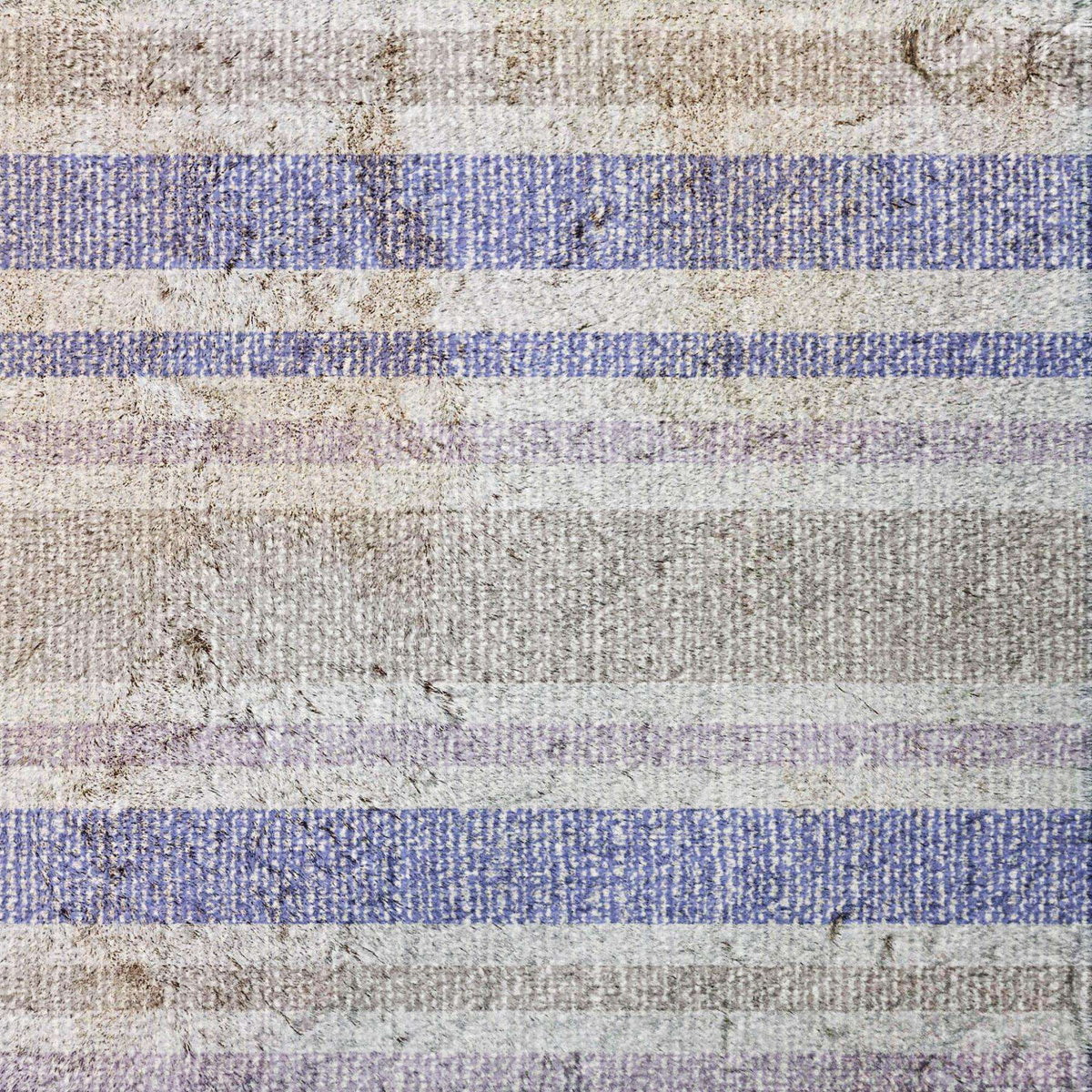 3' X 5' Navy Blue And Taupe Striped Shag Washable Area Rug With UV Protection - HomeRoots - Flyclothing LLC